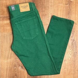 Abercrombie & Fitch Button Fly Skinny Jeans A&F Skinny Men’s 31x32 Green NWT